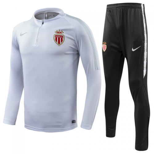 AS Monaco FC 18/19 Sweat Top Tracksuit White With Pants